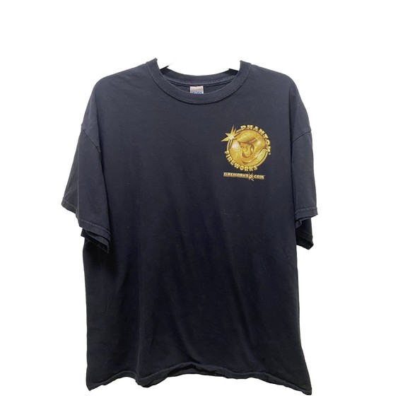 Phantom Fireworks Rare Gold XL black T Shirt - Double Sided - Heavy Cotton - Picture 2 of 3